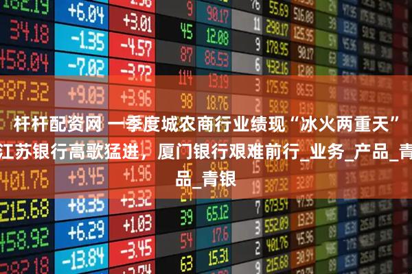杆杆配资网 一季度城农商行业绩现“冰火两重天”：江苏银行高歌猛进，厦门银行艰难前行_业务_产品_青银